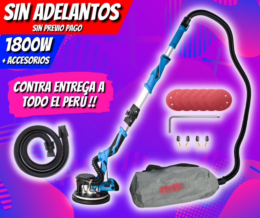 LIJADORA DE PARED INDUSTRIAL DE 1800W + ACCESORIOS